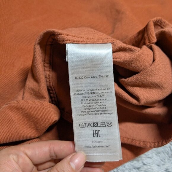 Fjallraven Cord Shirt Burnt Orange Ovik Comfort Fit Long Sleeve Large - Picture 10 of 11